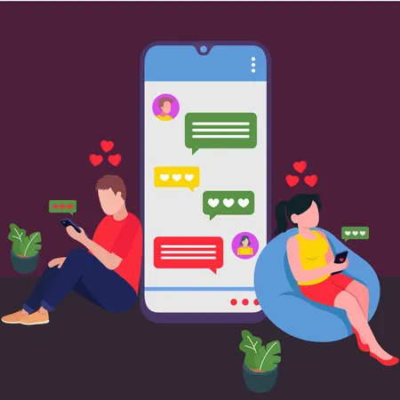 Online chatting via smartphone Illustration