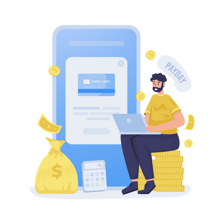 Online check salary payment  Illustration