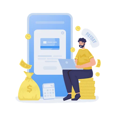 Online check salary payment  Illustration