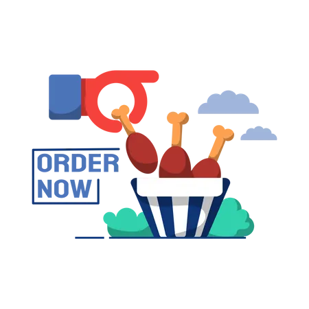 Online chicken order  Illustration