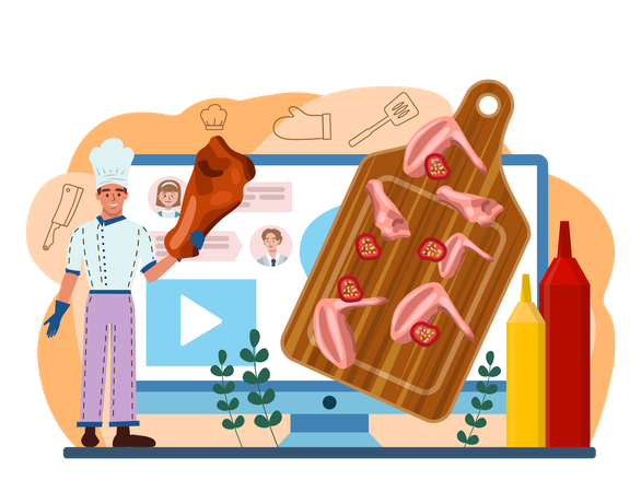 Online Chicken wings cooking  Illustration