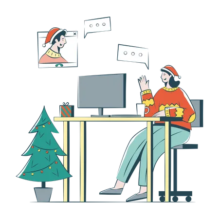 Online Christmas Greetings To A Colleague  Illustration