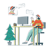 illustrations for online christmas message