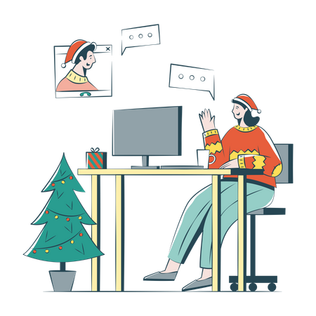 Online Christmas Greetings To A Colleague  Illustration