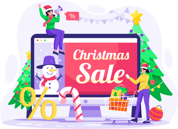 Online Christmas Sale  Illustration