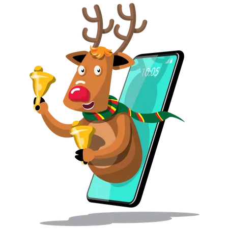 Merry Christmas And Happy New Year Online Concept Send Happiness And Blessings Using The Internet With Your Mobile Phone Object Cutout Element For Holiday Cards Invitations And Website Celebration 일러스트레이션