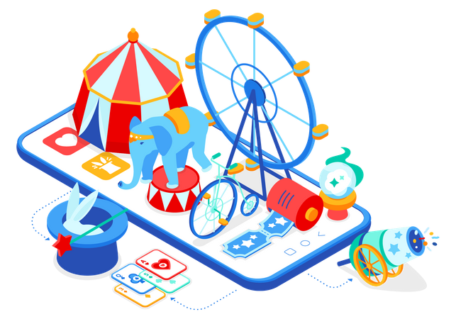 Online circus on mobile Illustration