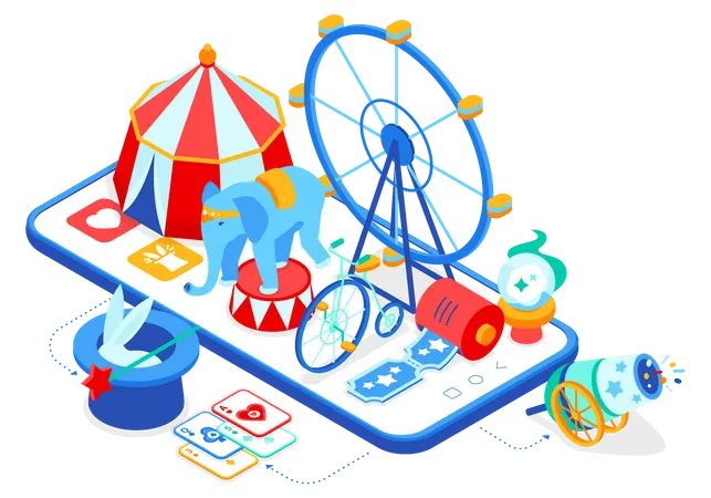 Online circus on mobile  Illustration