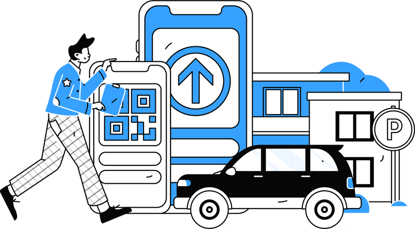 Online City Taxi Service  Illustration