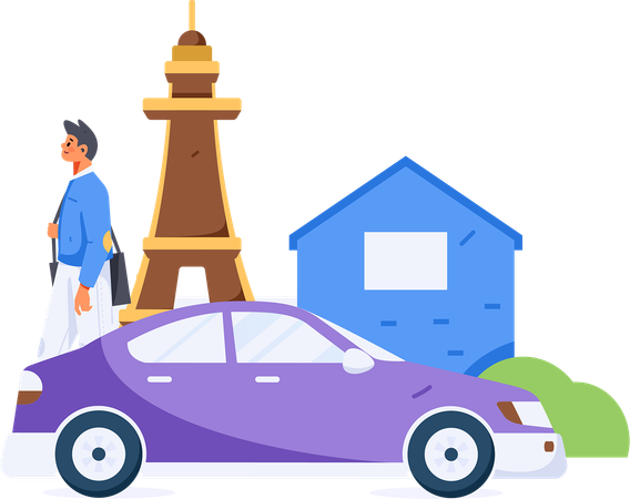 Online City Taxi Service  Illustration