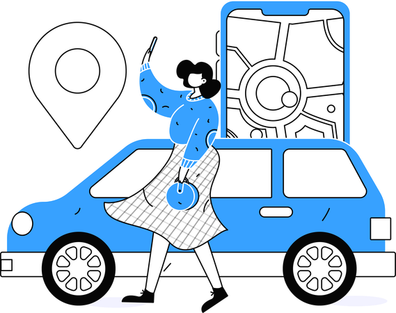 Online City Taxi Service  Illustration