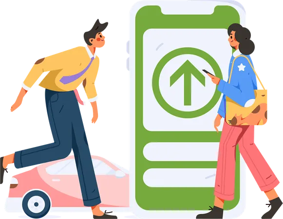 Online City Taxi Service  Illustration