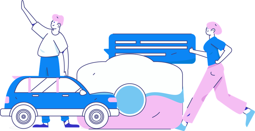 Online City Taxi Service  Illustration