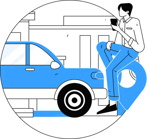 Online City Taxi Service  Illustration