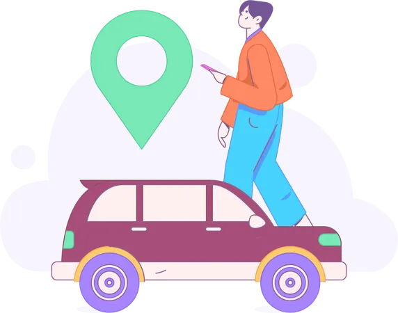 Online City Taxi Service  Illustration