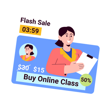 Online classes sale for limited time  일러스트레이션