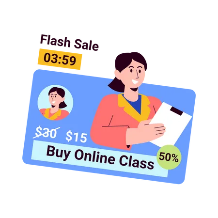 Online classes sale for limited time  일러스트레이션