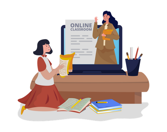 Online Classroom Illustration