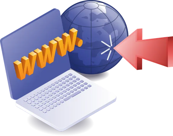 ノートパソコンでウェブサイトをオンラインでクリック  イラスト