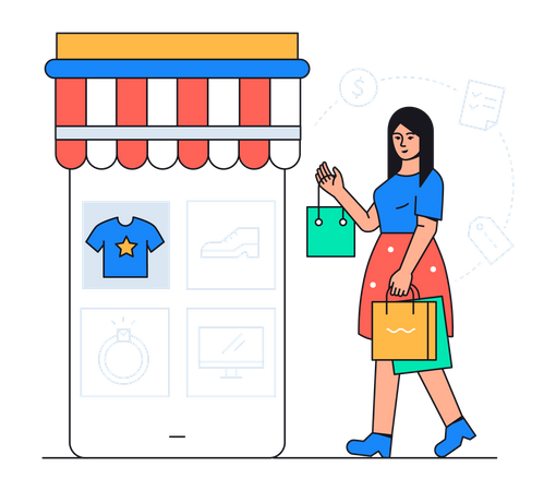 Online clothe shopping Illustration