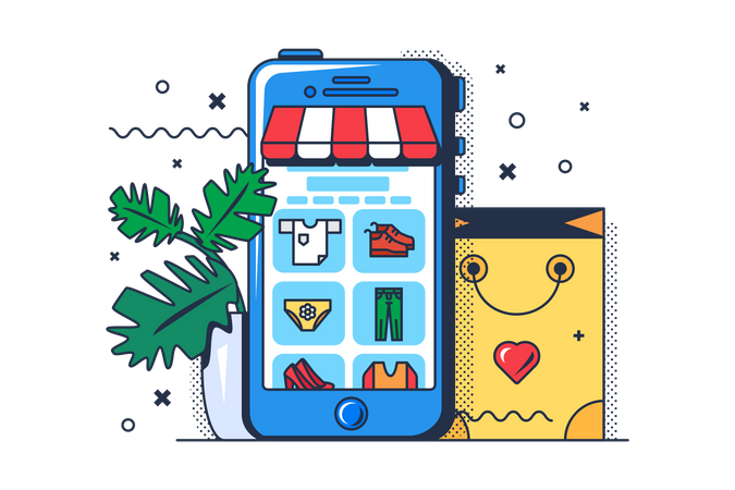 Online Clothes Shopping app Illustration