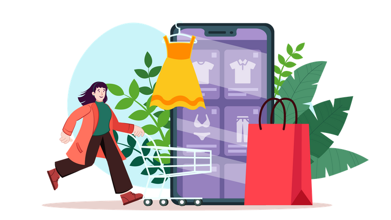 Online clothes shopping  Illustration