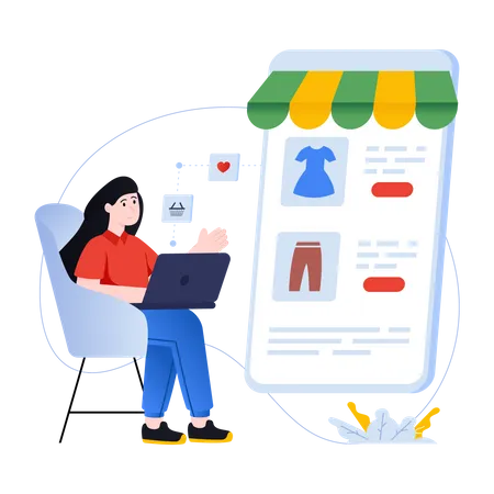 Online Clothing Store Flat Illustration Of Mobile Shop Illustration