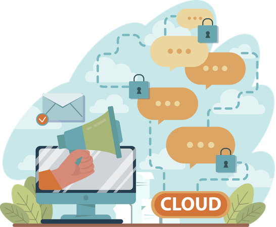 Online cloud marketing  Illustration