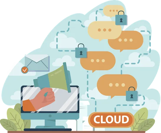 Online cloud marketing  Illustration