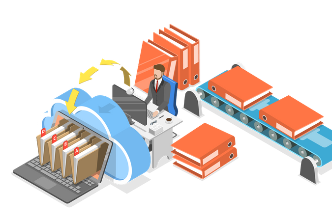 Online Cloud Storage  Illustration