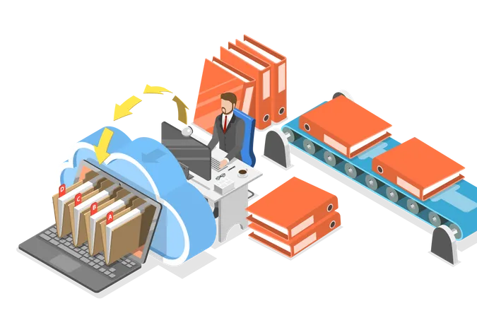 Online Cloud Storage  Illustration