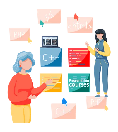 Online coding course  Illustration