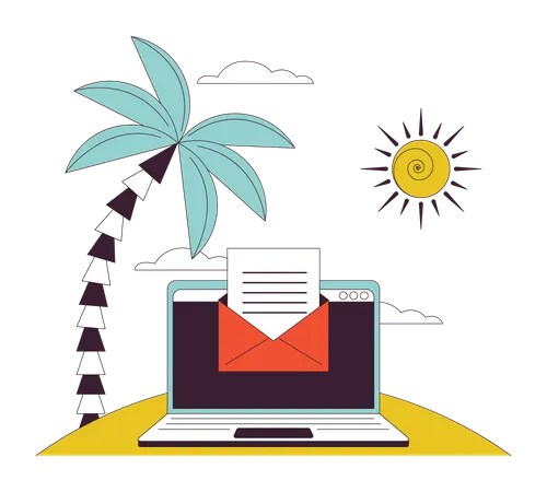 Online communication at vacation  Illustration