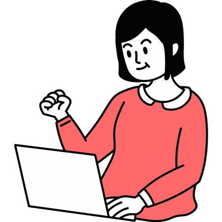 Online communication on laptop Illustration
