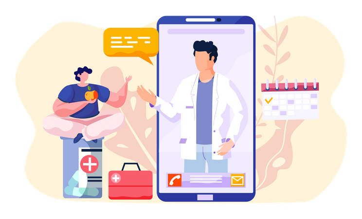 Online communication with doctor  Illustration