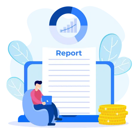 Online company report  Illustration