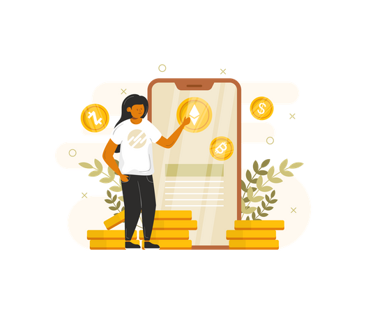 Online comparison of cryptocurrency  Illustration