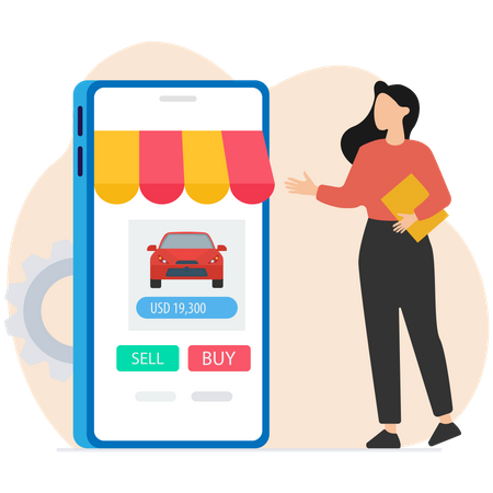 Comprar carro online via aplicativo para smartphone  Ilustração