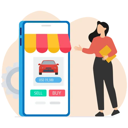 Comprar carro online via aplicativo para smartphone  Ilustração