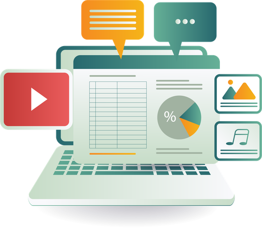 Online computer data and analysis management  Illustration