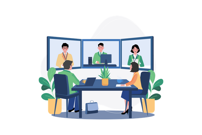 Online Conference Meeting  Illustration