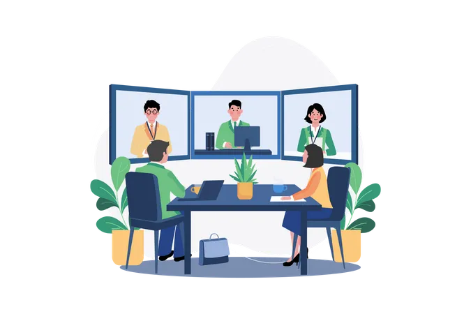 Online Conference Meeting  Illustration