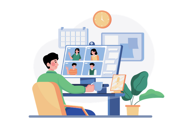 Online Conference Meeting  Illustration