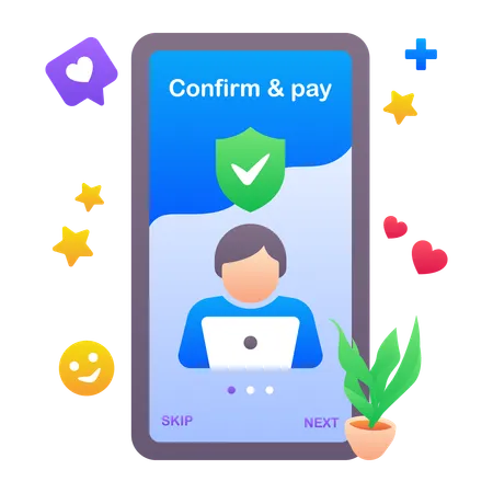 Online Confirm and pay  Illustration