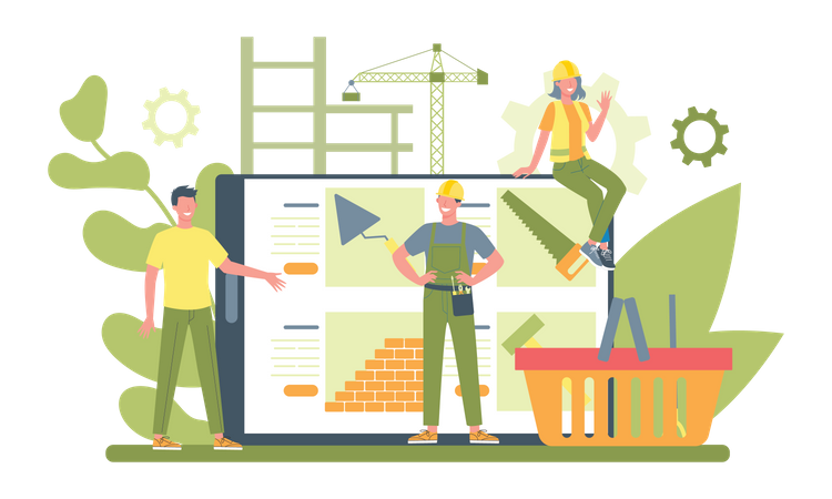 Online construction equipment shopping Illustration