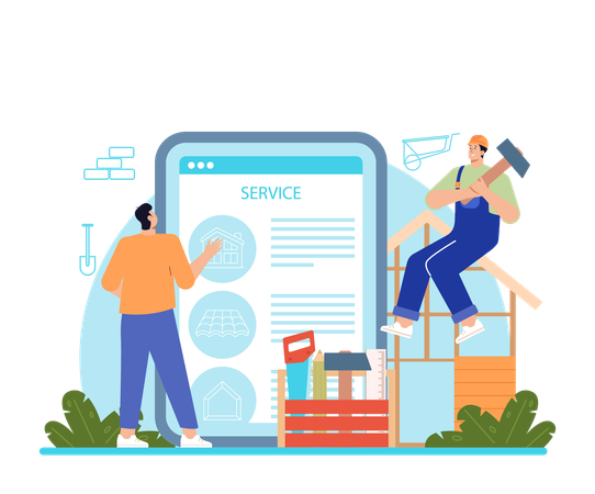 Online construction service  イラスト