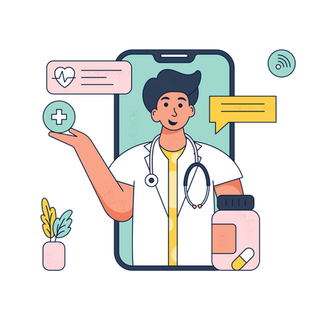 Online Consultancy with doctor  Illustration