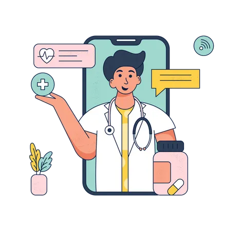 Online Consultancy with doctor  Illustration