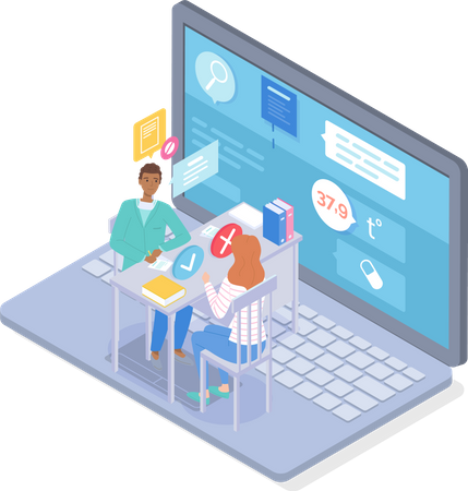 Online consultation at medical website  Illustration