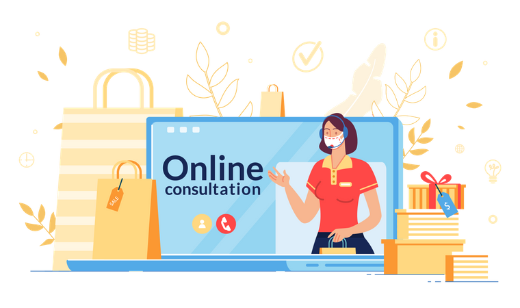 Online Consultation during Coronavirus Outbreak Illustration